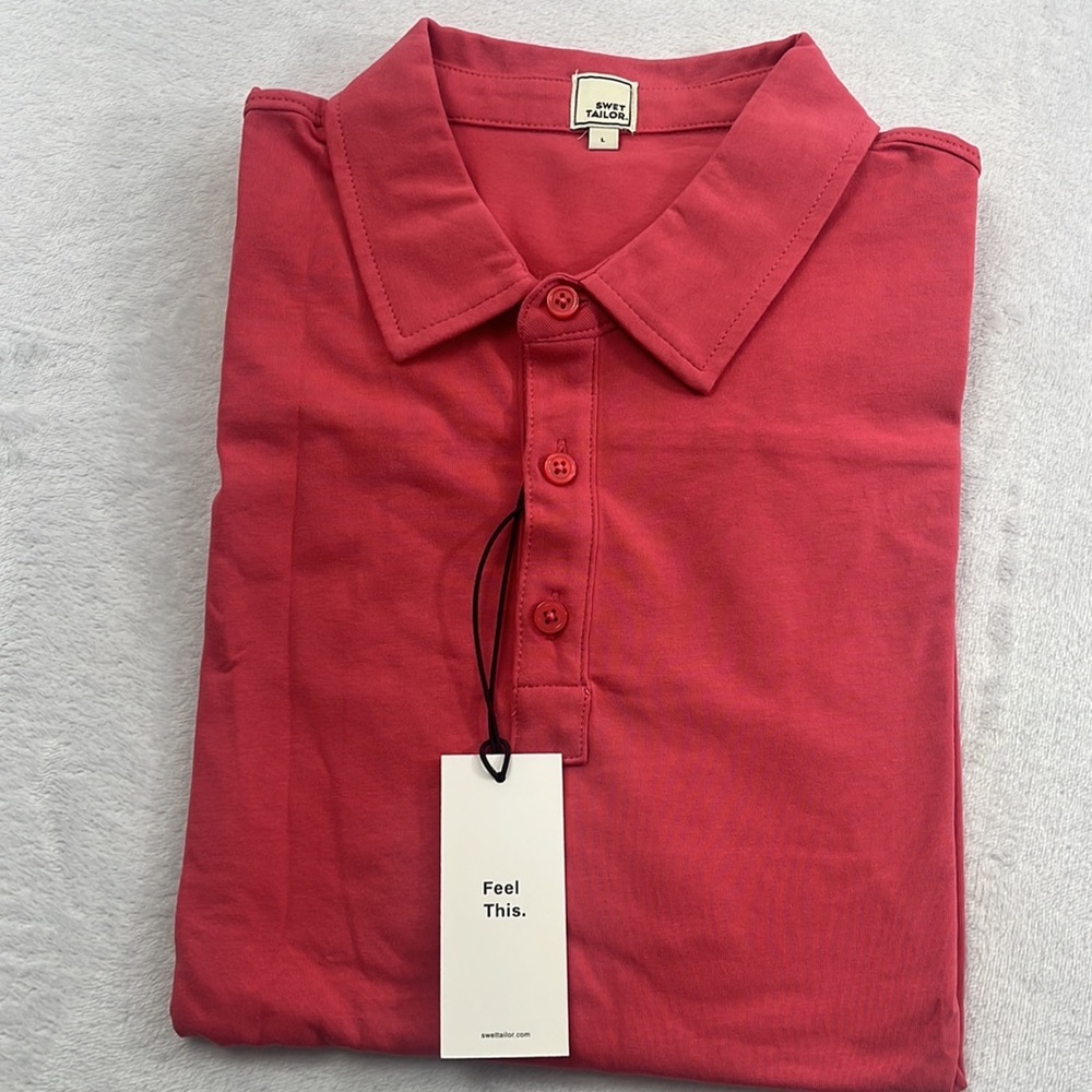 NEW Swet Tailor L, XL All in Polo Red Collared Short Cotton Golf Athleisure‎